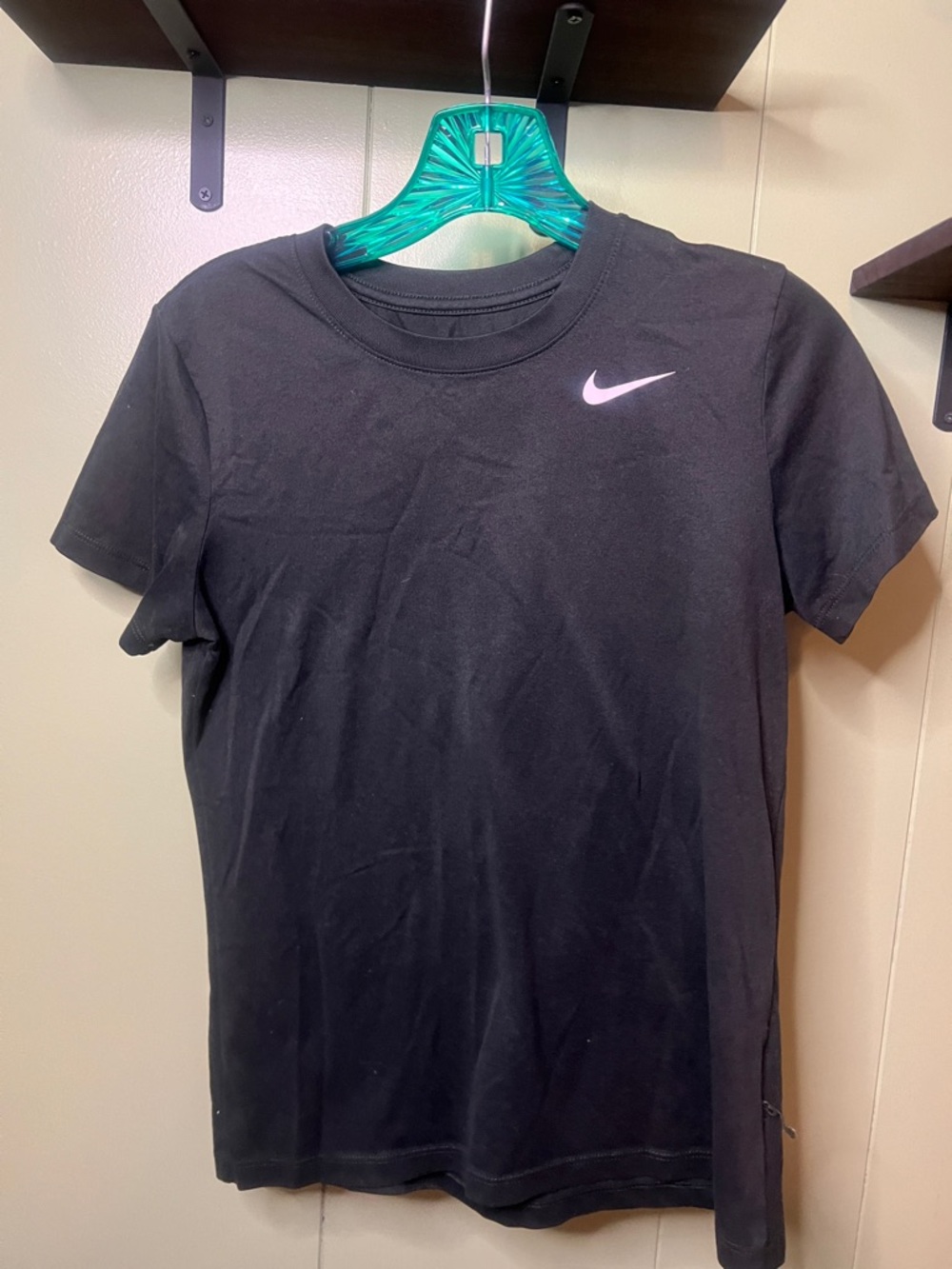 Nike Black Short-Sleeve Crew T-Shirt with Pink Swoosh